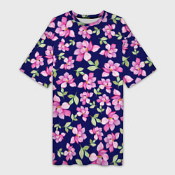 Женская длинная футболка Акварельные цветы Магнолии