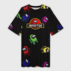 Футболка женская длинная Among Us Impostor, цвет: 3D-принт