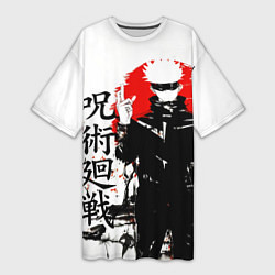 Футболка женская длинная Сатору, Jujutsu Kaisen, цвет: 3D-принт