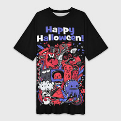 Женская длинная футболка Монстры на Хеллоуин
