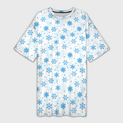 Женская длинная футболка Снежинки снежные узоры