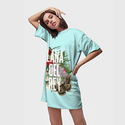 Футболка женская длинная Цветочная Лана, цвет: 3D-принт — фото 2