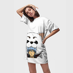 Футболка женская длинная Гинтоки Саката и песик Гинтама, цвет: 3D-принт — фото 2