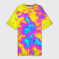 Женская длинная футболка Яркая абстракция космических красок