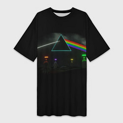 Футболка женская длинная ПИНК ФЛОЙД PINK FLOYD LOGO, цвет: 3D-принт