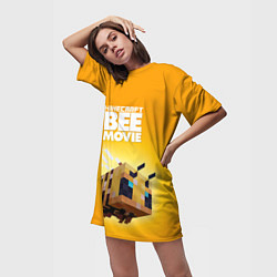 Футболка женская длинная BEE MOVIE Minecraft, цвет: 3D-принт — фото 2