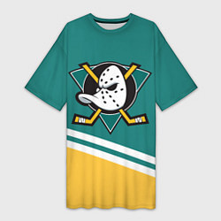 Футболка женская длинная Анахайм Дакс, NHL, цвет: 3D-принт