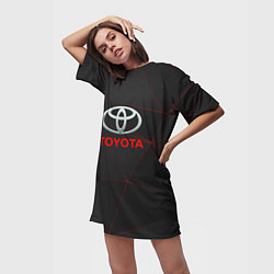 Футболка женская длинная Toyota Тонкие линии неона, цвет: 3D-принт — фото 2