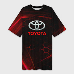 Футболка женская длинная Toyota Неоновые соты, цвет: 3D-принт