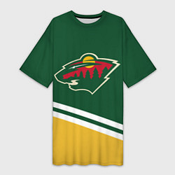 Футболка женская длинная Minnesota Wild NHL, цвет: 3D-принт