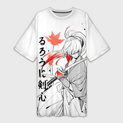 Женская длинная футболка Rurouni Kenshin - Бродяга Кэнсин