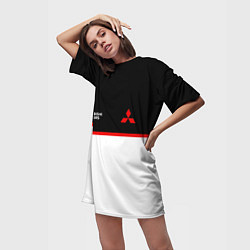 Футболка женская длинная Mitsubushi Два цвета, цвет: 3D-принт — фото 2