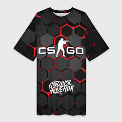 Футболка женская длинная CS:GO 3D плиты, цвет: 3D-принт