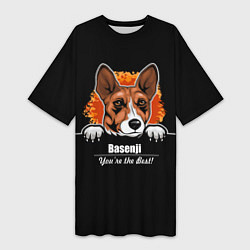 Футболка женская длинная Басенджи Basenji, цвет: 3D-принт