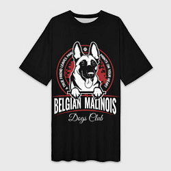 Футболка женская длинная Бельгийская Овчарка Малинуа, цвет: 3D-принт