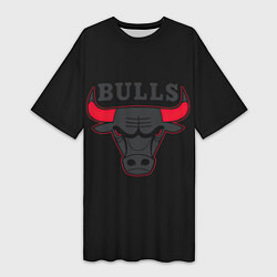 Женская длинная футболка CHICAGO BULLS ЧИКАГО БУЛЛС ЯРОСТЬ БЫКА
