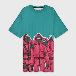 Женская длинная футболка Игра в кальмара Персонажи