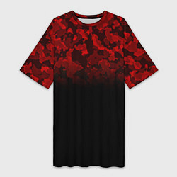 Женская длинная футболка BLACK RED CAMO RED MILLITARY