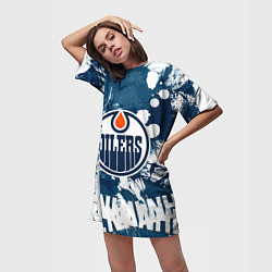 Футболка женская длинная Эдмонтон Ойлерз Edmonton Oilers, цвет: 3D-принт — фото 2