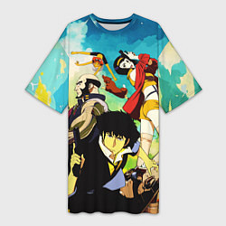 Футболка женская длинная Cowboy Bebop All, цвет: 3D-принт