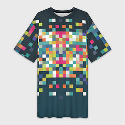 Футболка женская длинная Пикселизация, цвет: 3D-принт