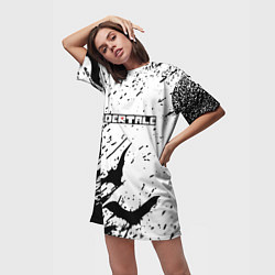 Футболка женская длинная UNDERTALE Летучие мыши, цвет: 3D-принт — фото 2