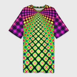 Женская длинная футболка Неоновая геометрия абстракция