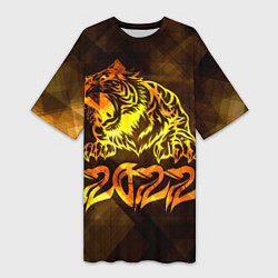 Женская длинная футболка Хищник Тигр 2022