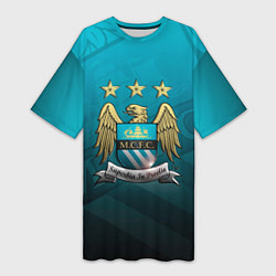 Футболка женская длинная Manchester City Teal Themme, цвет: 3D-принт