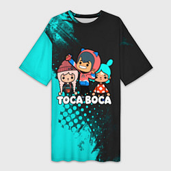 Футболка женская длинная Toca Boca Рита и Леон, цвет: 3D-принт