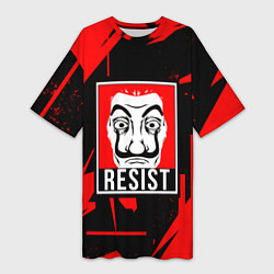 Футболка женская длинная DALI MASK МАСКА ДАЛИ, цвет: 3D-принт