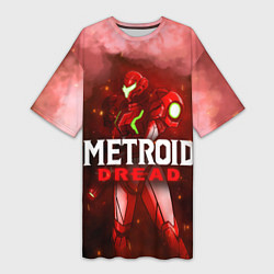 Футболка женская длинная Red Smoke Metroid Dread, цвет: 3D-принт