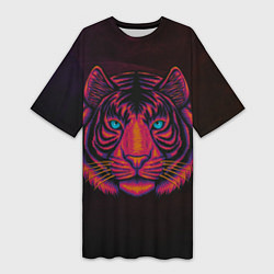 Женская длинная футболка Тигр Tiger голова