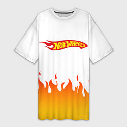 Футболка женская длинная Hot Wheels Logo Fire, цвет: 3D-принт