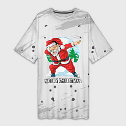 Женская длинная футболка Merry Christmas Santa Dabbing