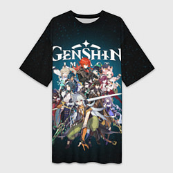 Женская длинная футболка GENSHIN IMPACT HEROES SPACE