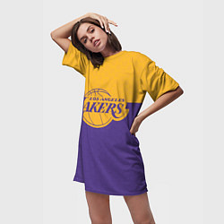 Футболка женская длинная LAKERS LINE HEXAGON SPORT, цвет: 3D-принт — фото 2