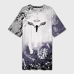 Футболка женская длинная Токийские мстители - Подтёки красок, цвет: 3D-принт