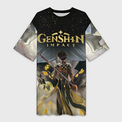 Женская длинная футболка ГЕНШИН ИМПАКТ ЧЖУН ЛИ GENSHIN IMPACT