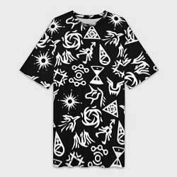 Женская длинная футболка EXO BAND SYMBOL PATTERN WHITE K-POP