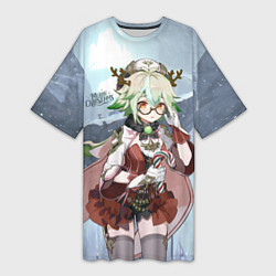 Футболка женская длинная Новогодняя Сахароза, цвет: 3D-принт