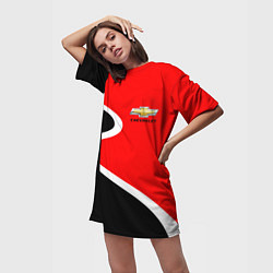 Футболка женская длинная Chevrolet Логотип, цвет: 3D-принт — фото 2