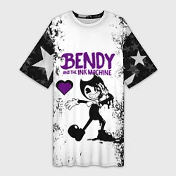 Футболка женская длинная HEART BENDY AND THE INK MACHINE, цвет: 3D-принт