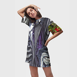 Футболка женская длинная Ад стиль, цвет: 3D-принт — фото 2