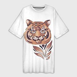 Женская длинная футболка Тигр, принт