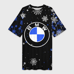 Женская длинная футболка НОВОГОДНИЙ БМВ НОВЫЙ ГОД BMW