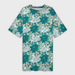 Футболка женская длинная Новогодняя упаковка, цвет: 3D-принт