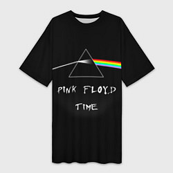 Женская длинная футболка PINK FLOYD TIME ПИНК ФЛОЙД ЛОГОТИП