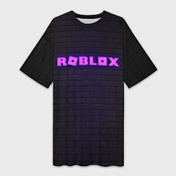 Футболка женская длинная ROBLOX NEON LOGO ИГРА РОБЛОКС, цвет: 3D-принт