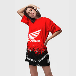 Футболка женская длинная Honda sport брызги, цвет: 3D-принт — фото 2